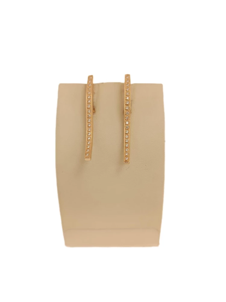 Серьги с фианитом из красного золота 585 пробы