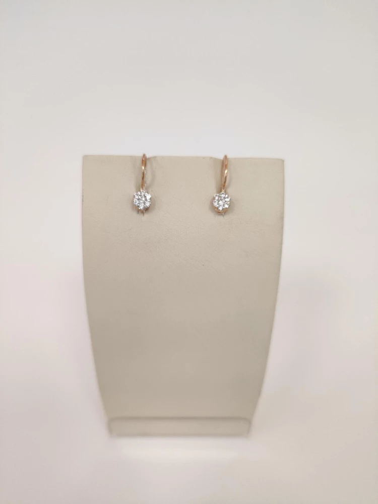 Серьги с фианитом из красного золота 585 пробы