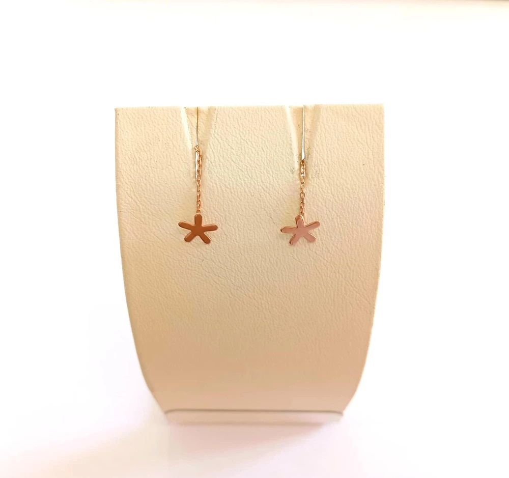 Серьги-продевки из красного золота 585 пробы