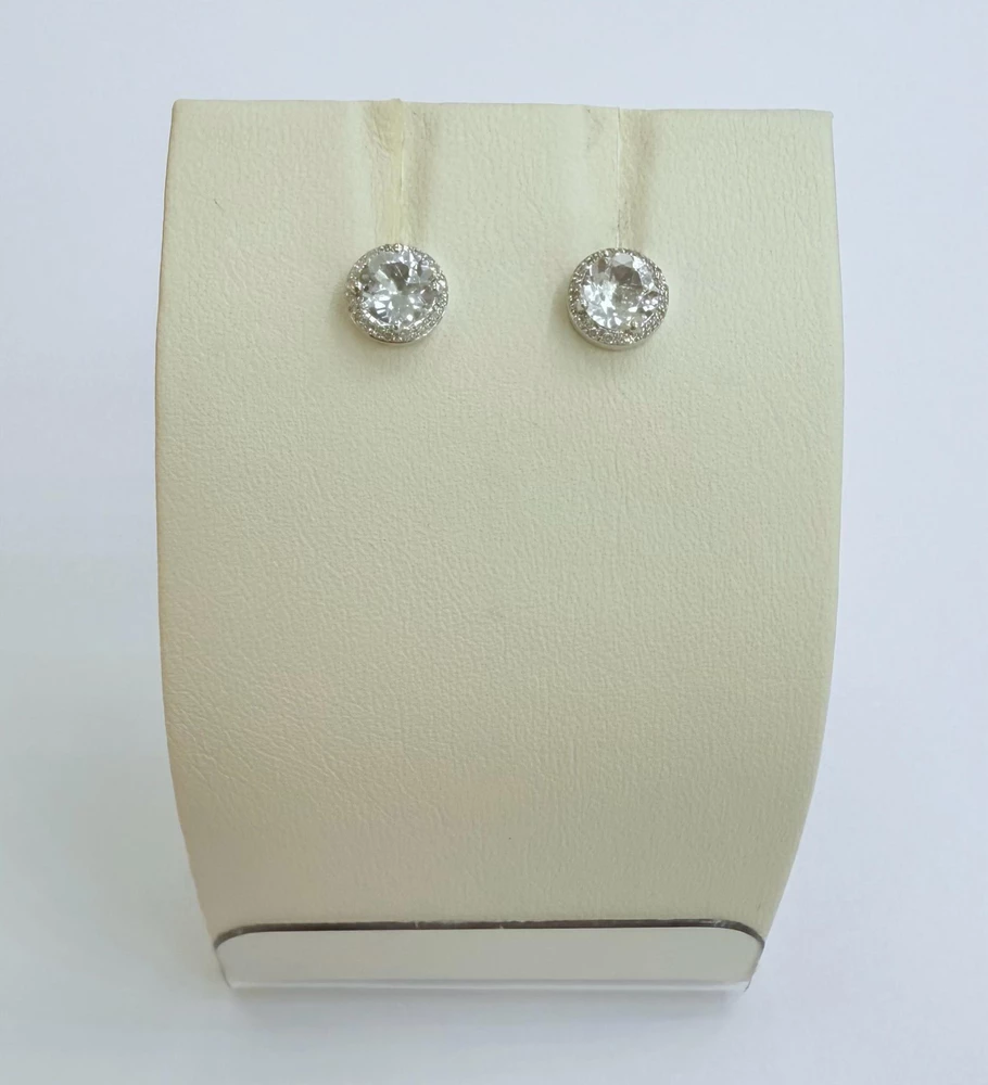 Серьги с фианитом из белого золота 585 пробы