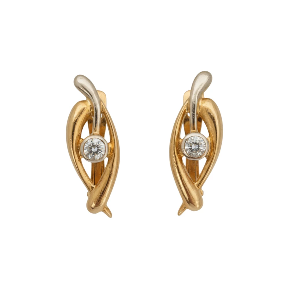 Серьги с бриллиантом из красного золота 585 пробы