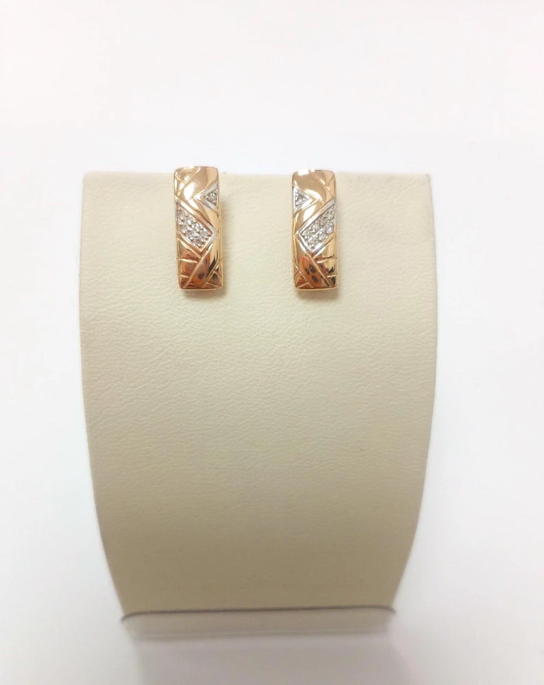 Серьги с бриллиантом из красного золота 585 пробы