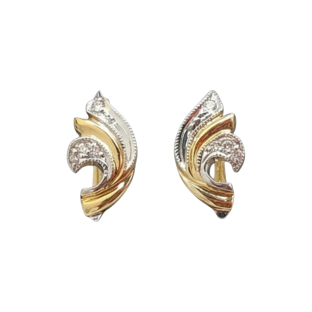 Серьги с бриллиантом из желтого золота 585 пробы