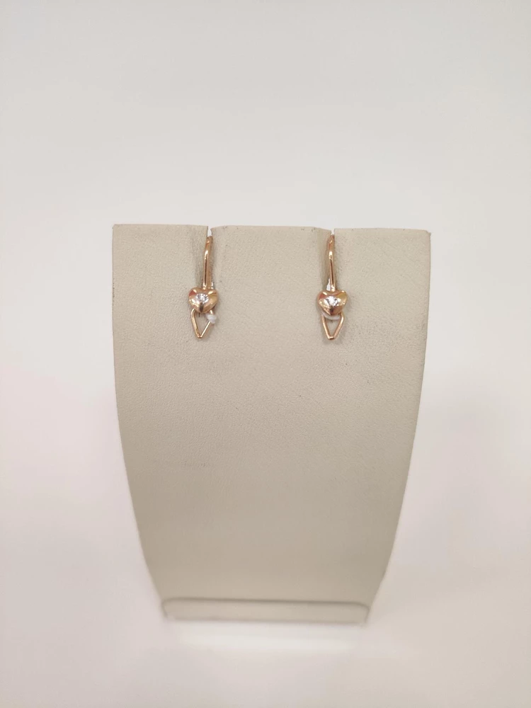 Серьги с фианитом из красного золота 585 пробы