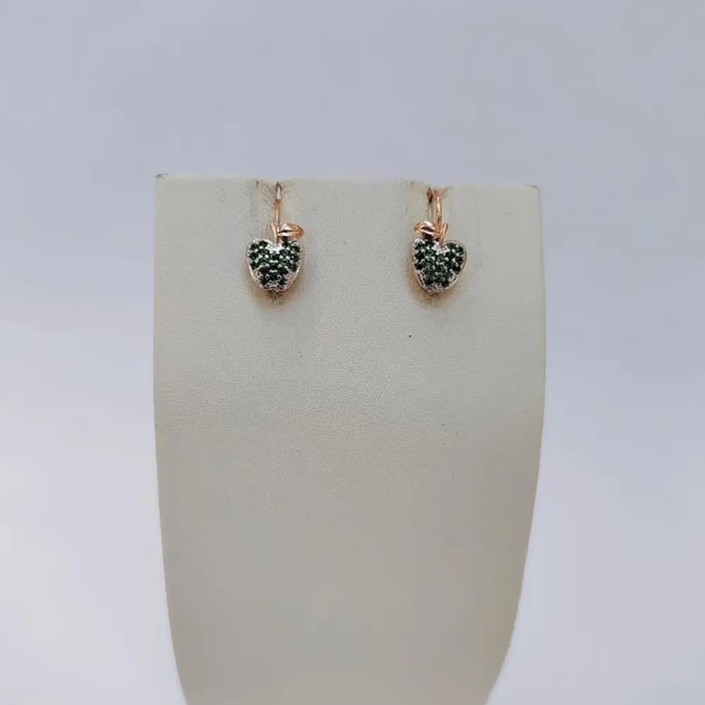 Серьги с фианитом из красного золота 585 пробы 1