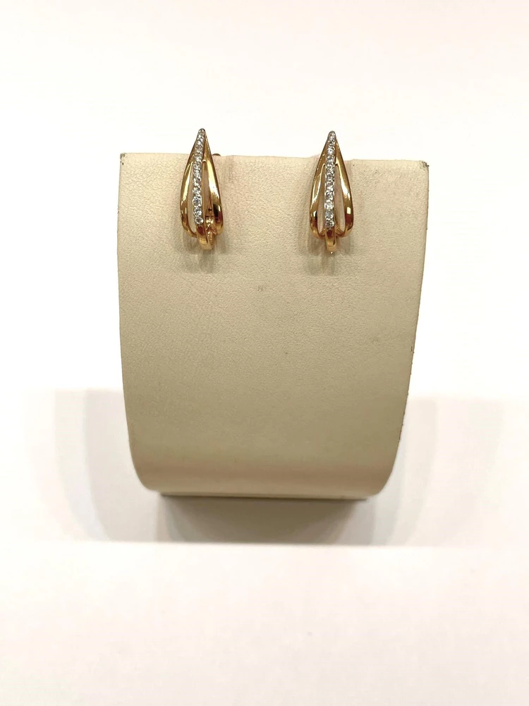 Серьги с фианитом из красного золота 585 пробы