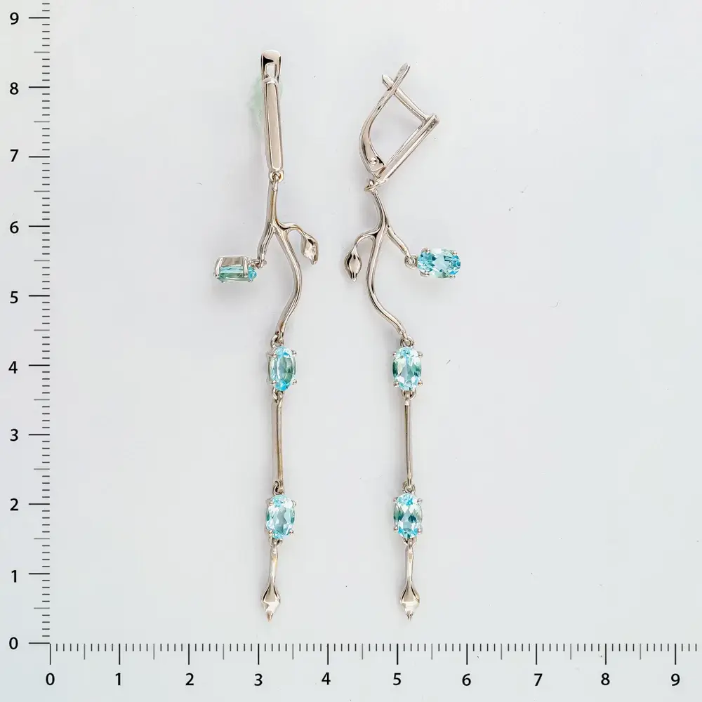 Серьги с топазом из белого золота 585 пробы 2