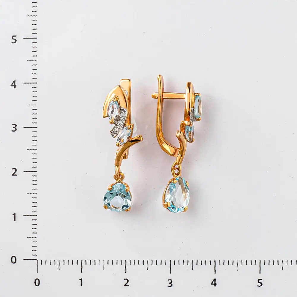 Серьги с топазом из красного золота 585 пробы 2