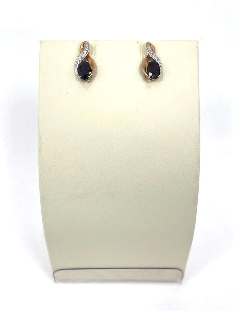 Серьги с гранатом из красного золота 375 пробы