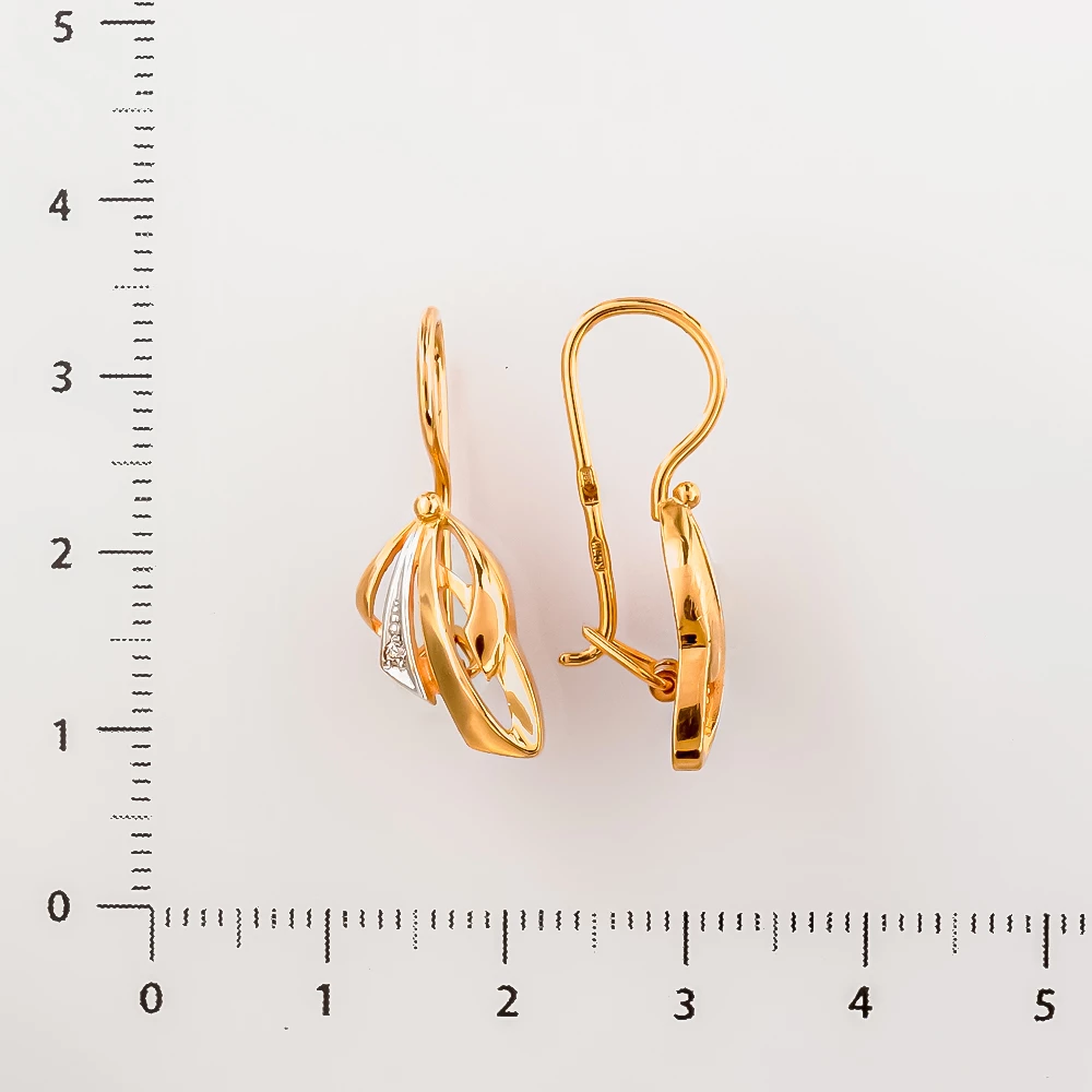 Серьги с фианитом из красного золота 585 пробы