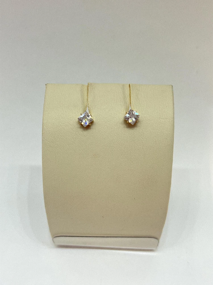 Серьги с фианитом из красного золота 585 пробы