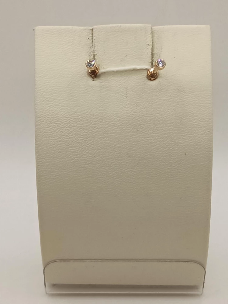 Серьги с фианитом из красного золота 585 пробы