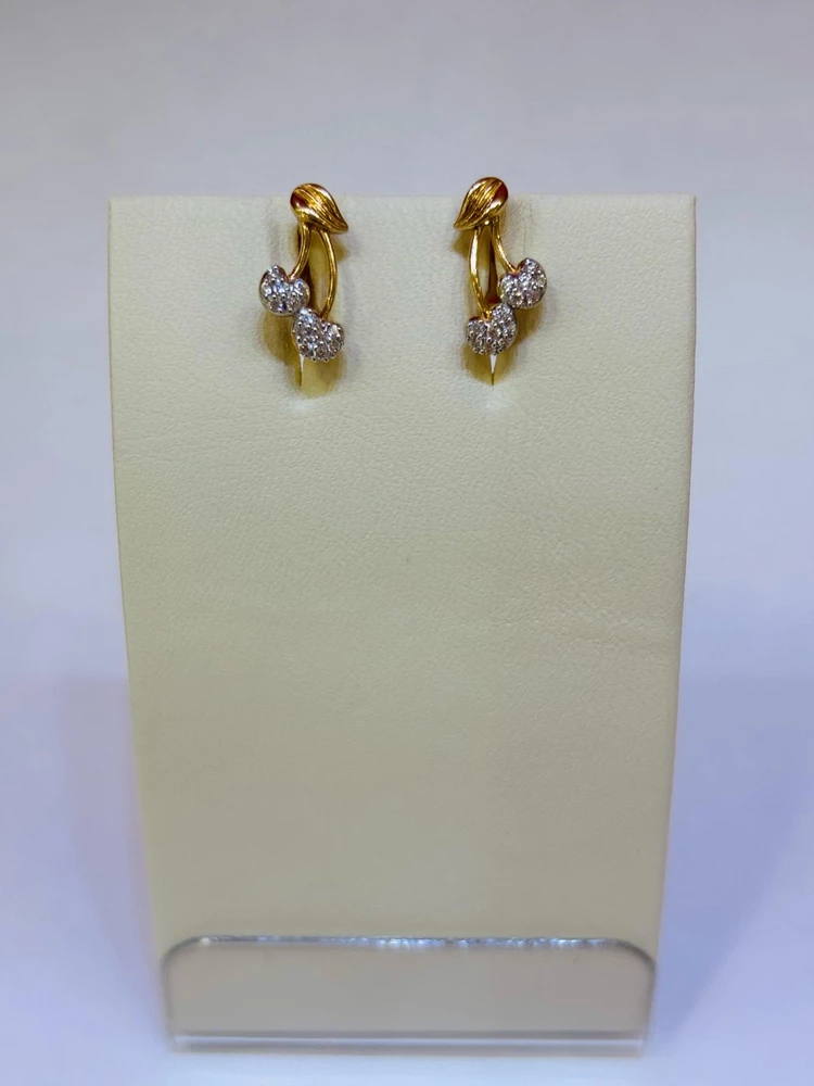 Серьги с фианитом из красного золота 585 пробы