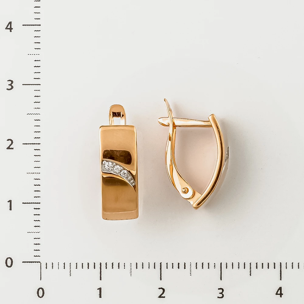 Серьги с фианитом из красного золота 585 пробы