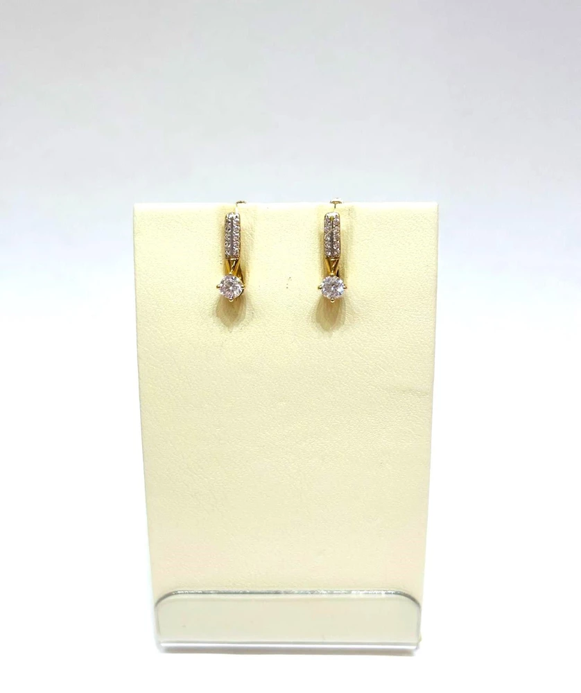 Серьги с фианитом из красного золота 585 пробы