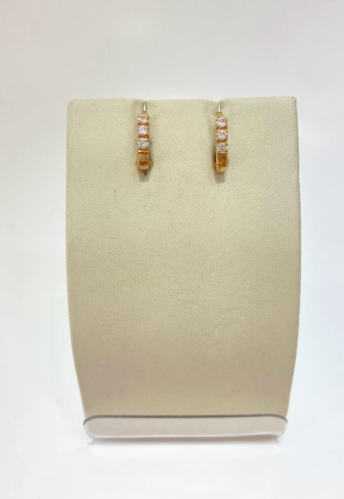 Серьги с фианитом из красного золота 585 пробы