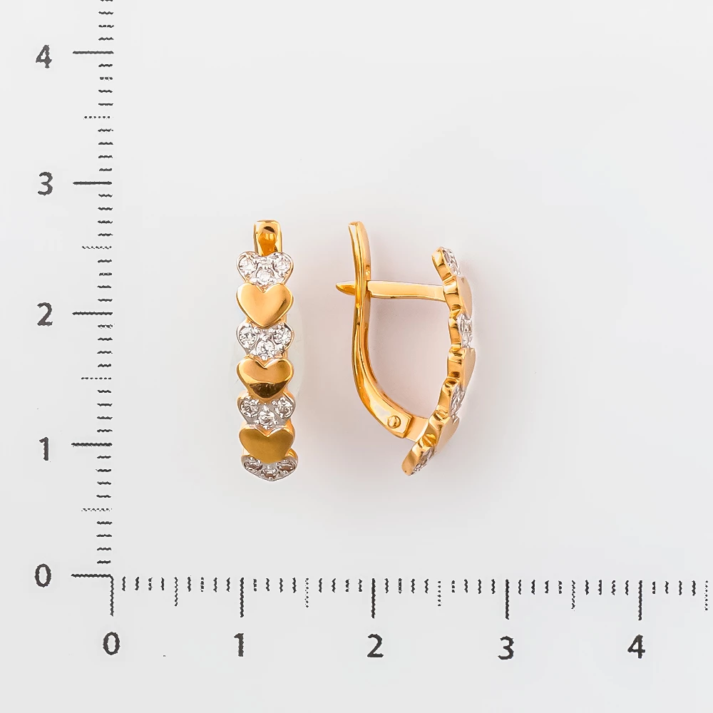 Серьги с фианитом из красного золота 585 пробы