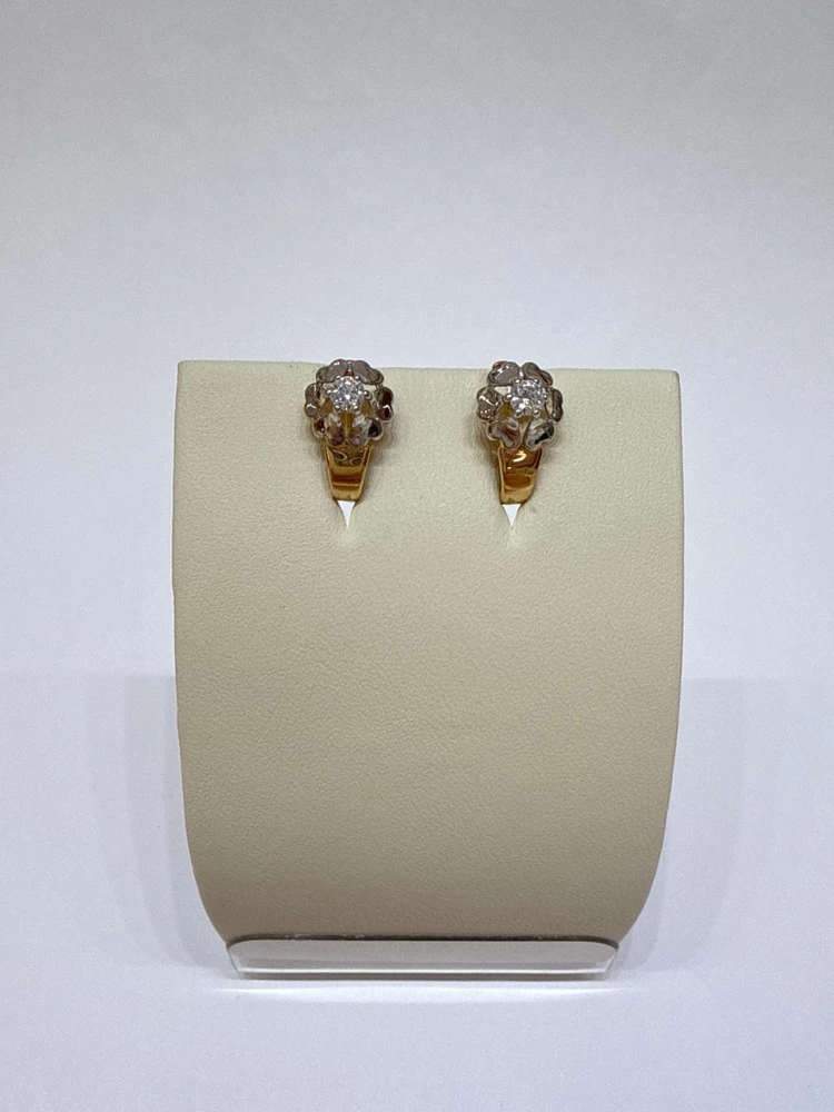 Серьги с фианитом из красного золота 585 пробы