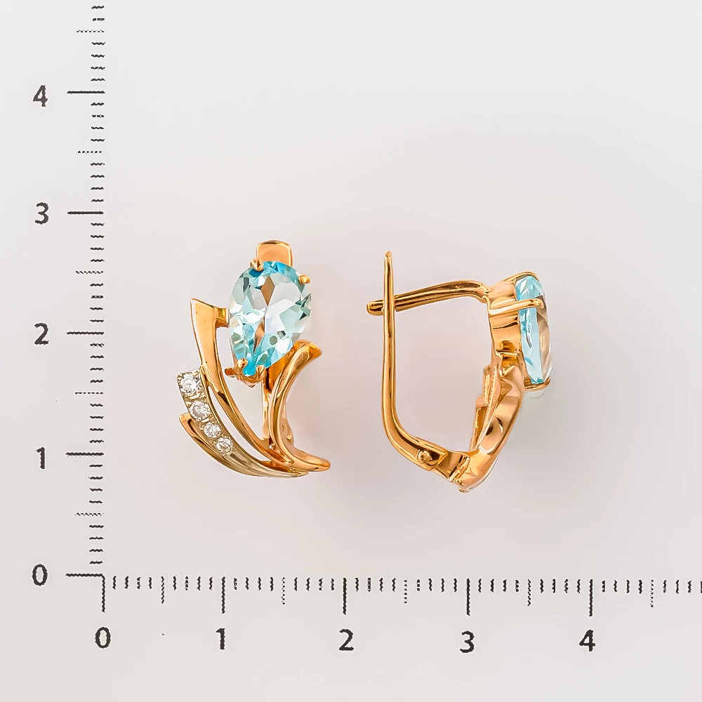 Серьги с топазом из красного золота 585 пробы