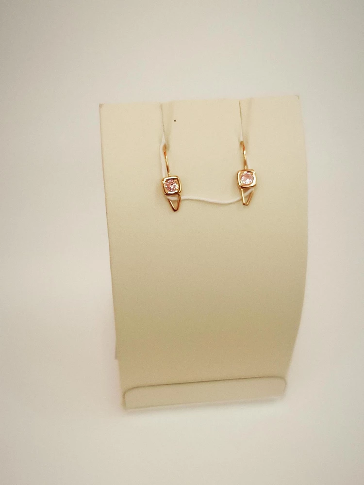 Серьги с фианитом из красного золота 585 пробы
