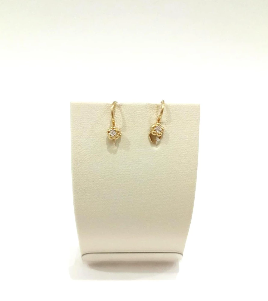 Серьги с фианитом из красного золота 585 пробы