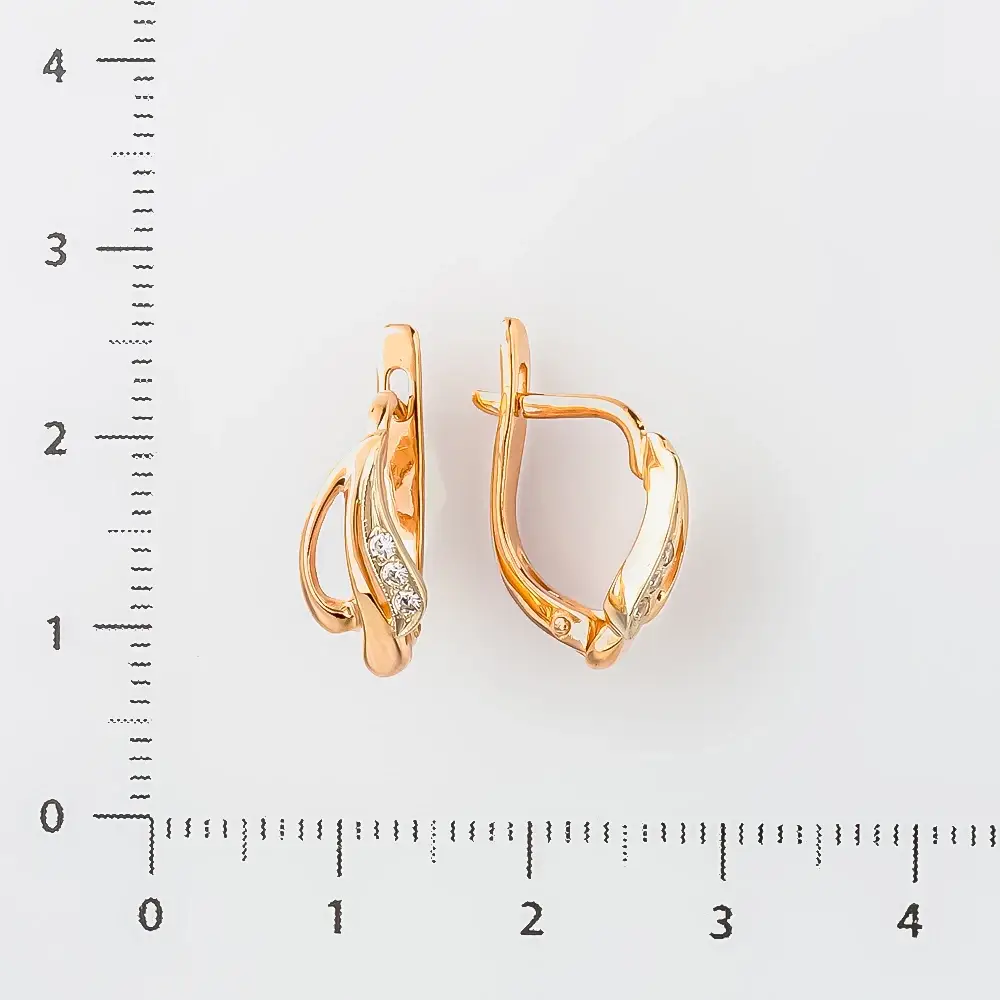 Серьги с фианитом из красного золота 585 пробы 2