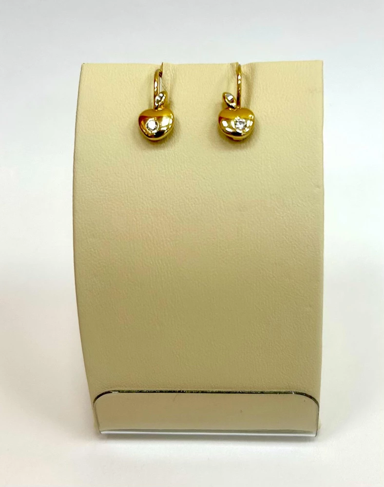 Серьги с фианитом из желтого золота 585 пробы