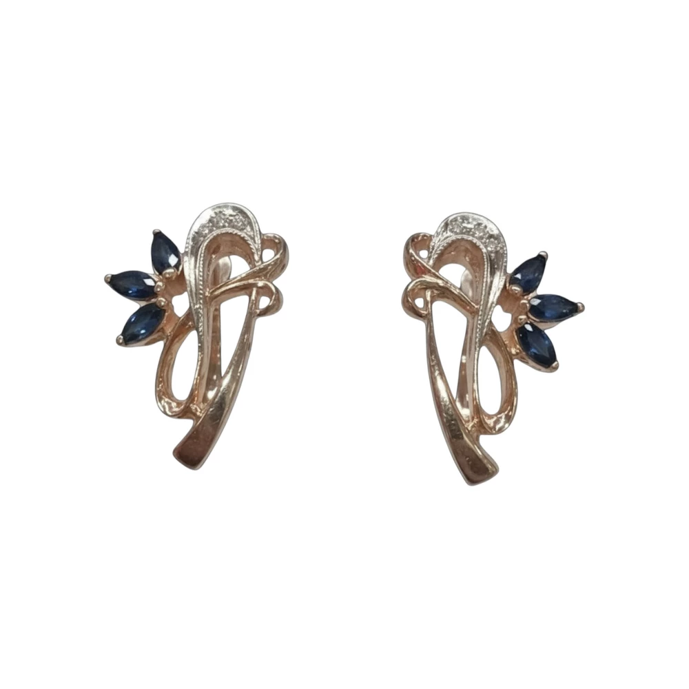 Серьги с бриллиантом из красного золота 585 пробы