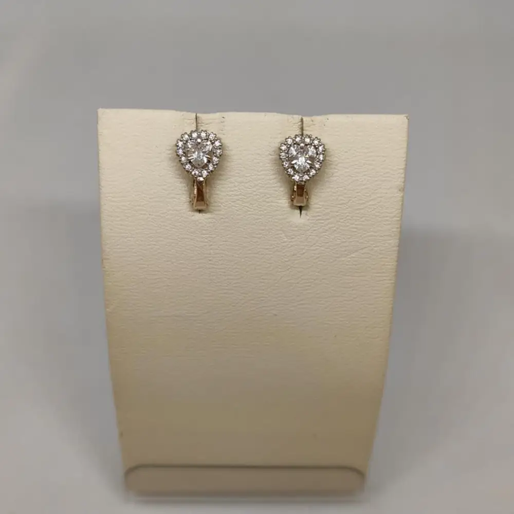 Серьги с фианитом из красного золота 585 пробы 1