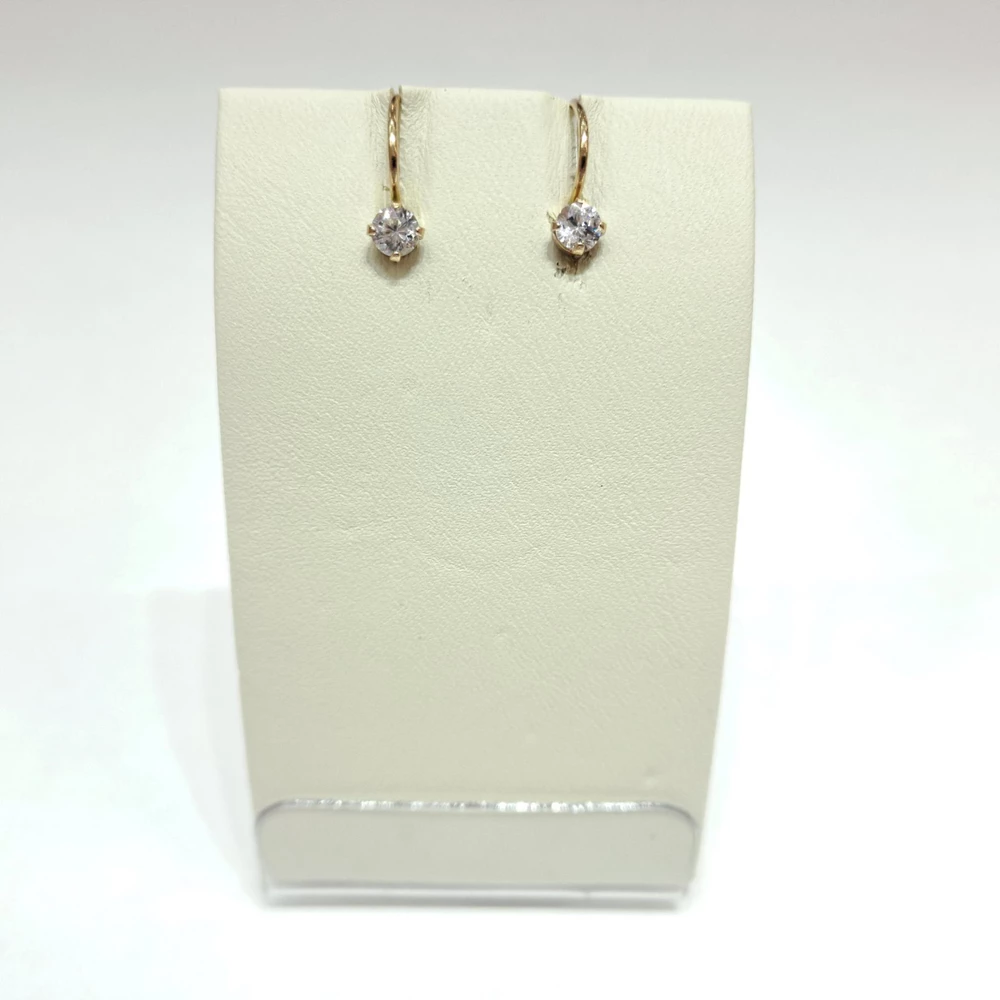 Серьги с фианитом из красного золота 585 пробы