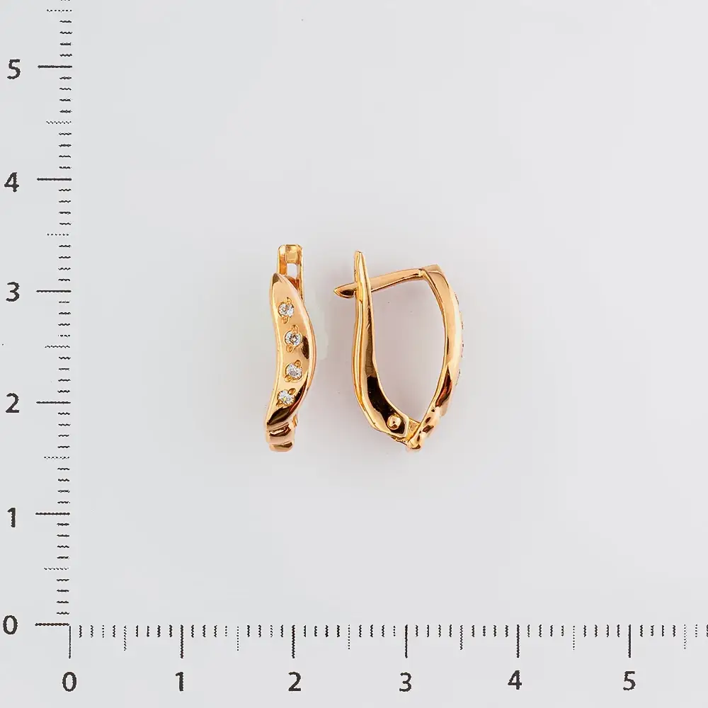 Серьги с фианитом из красного золота 585 пробы 2