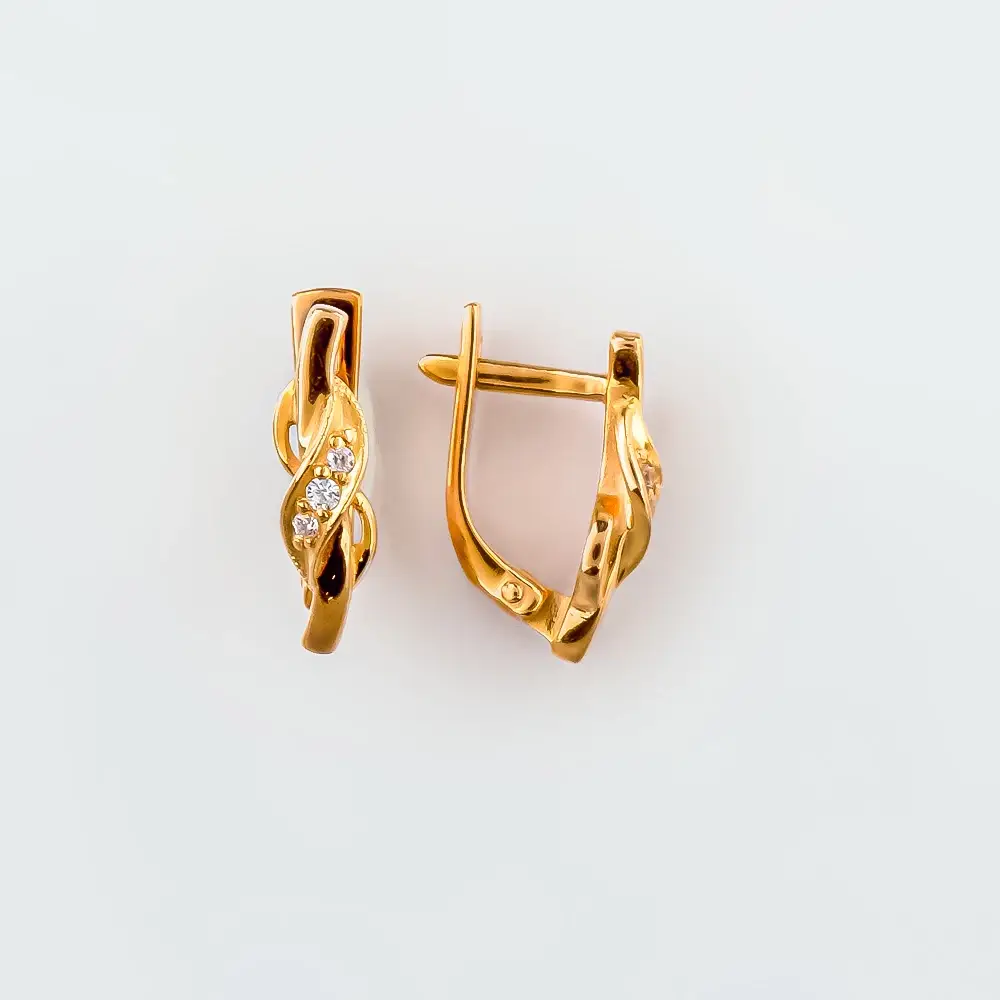Серьги с фианитом из красного золота 585 пробы 1