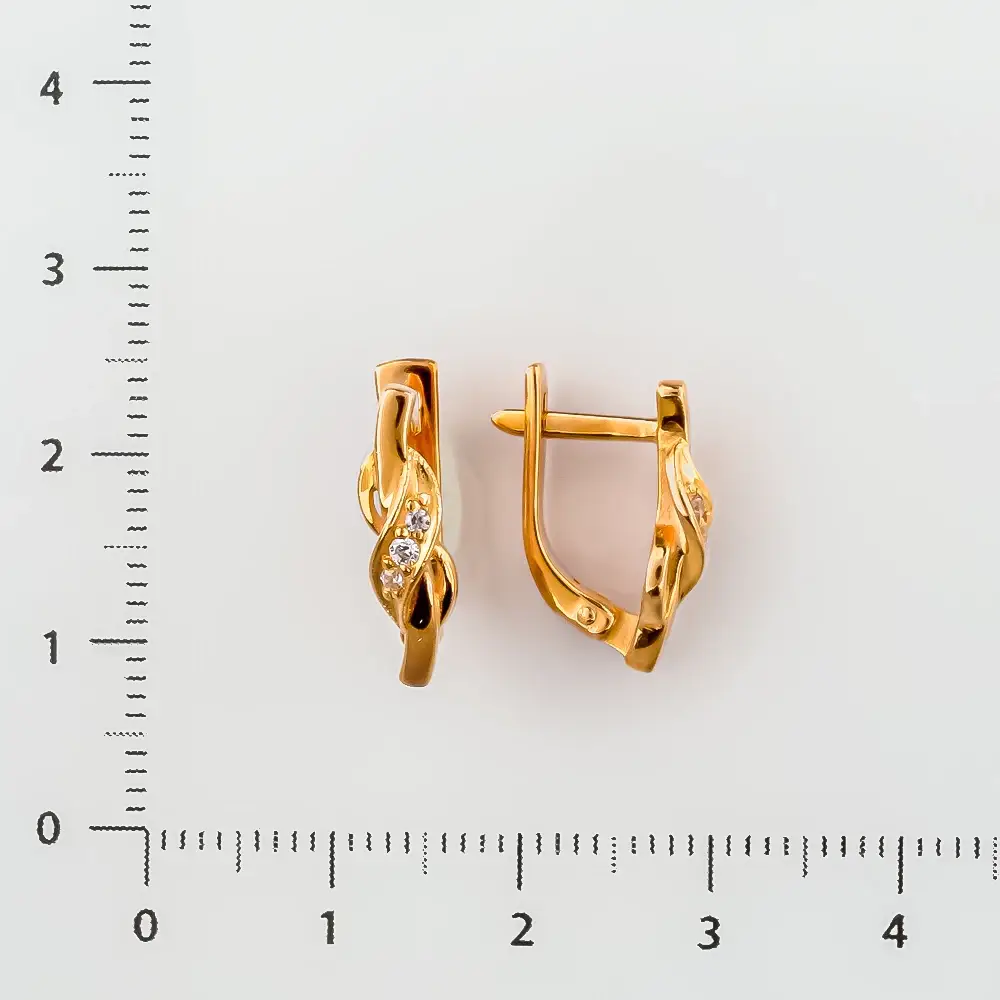 Серьги с фианитом из красного золота 585 пробы 2