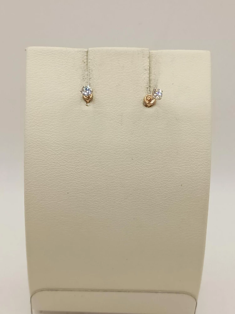 Серьги с фианитом из красного золота 585 пробы