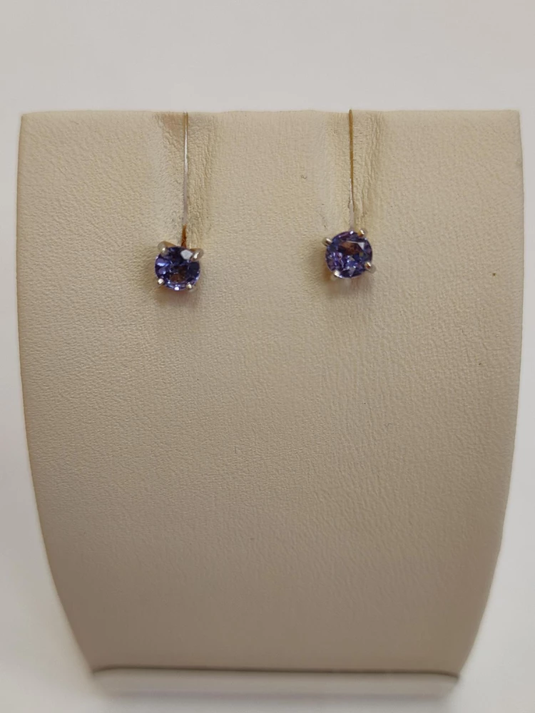 Серьги с фианитом из красного золота 585 пробы