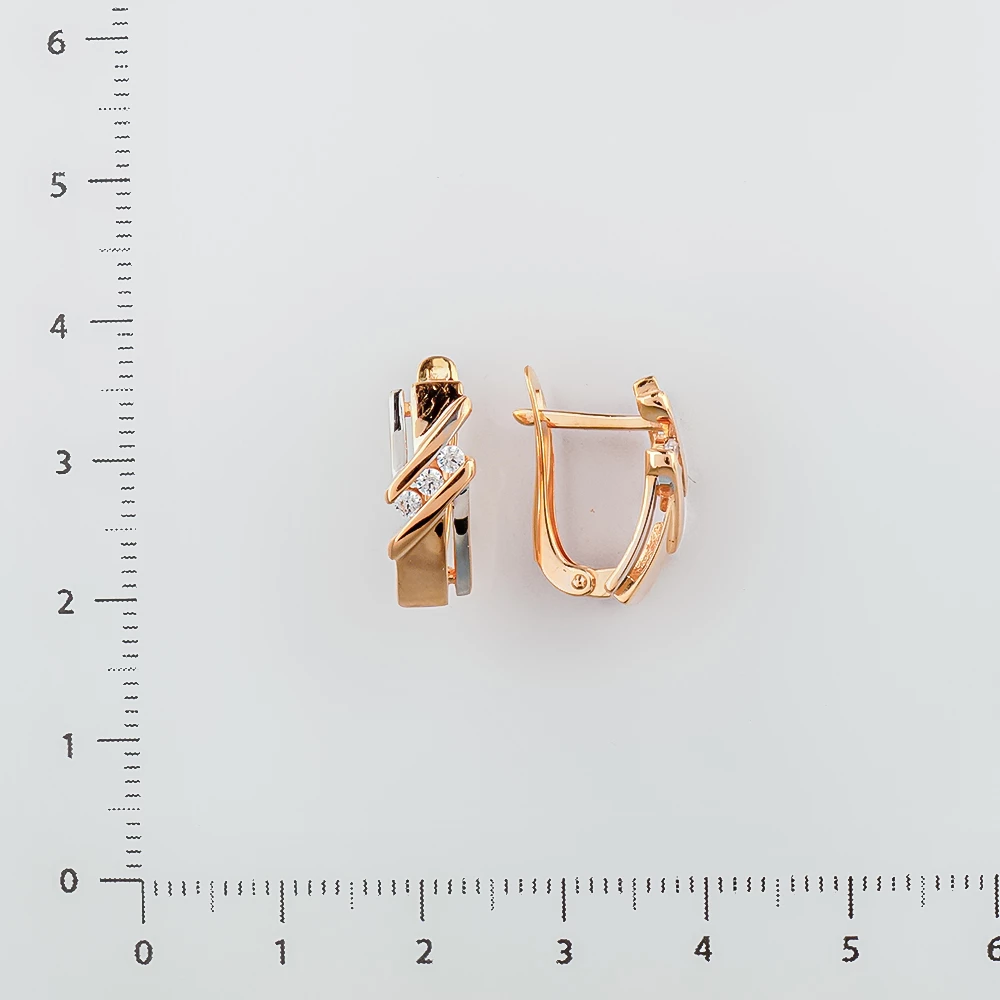 Серьги с фианитом из красного золота 585 пробы