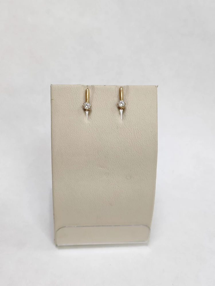 Серьги с фианитом из красного золота 375 пробы