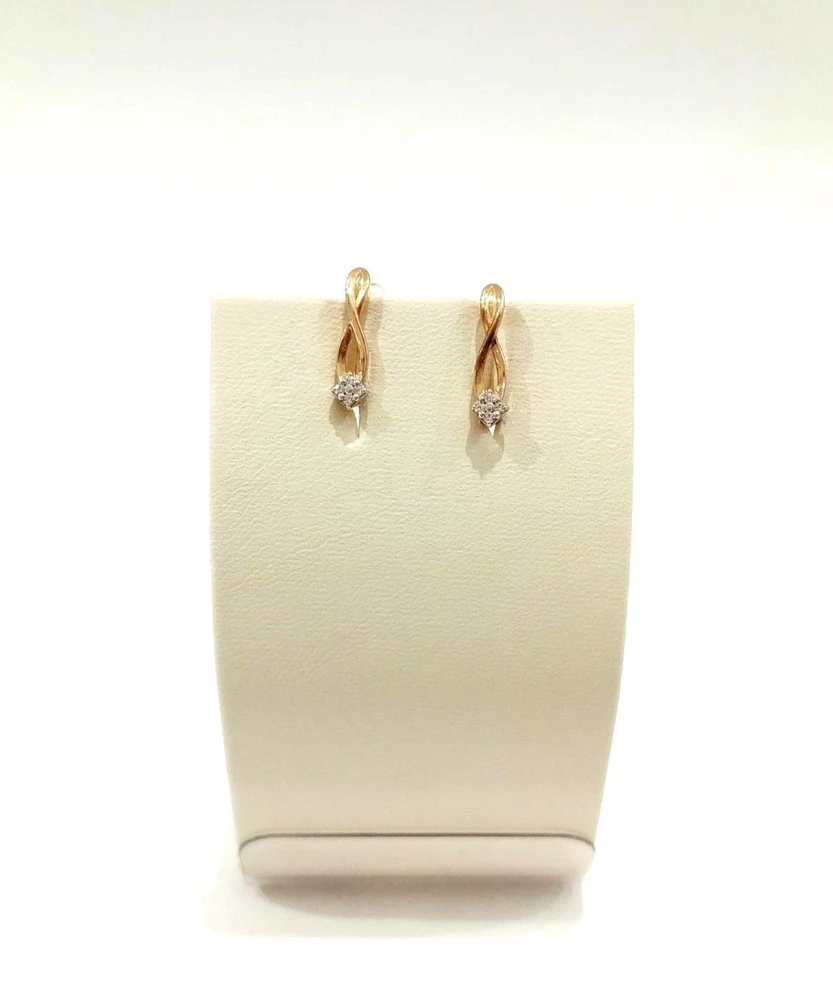 Серьги с фианитом из красного золота 585 пробы