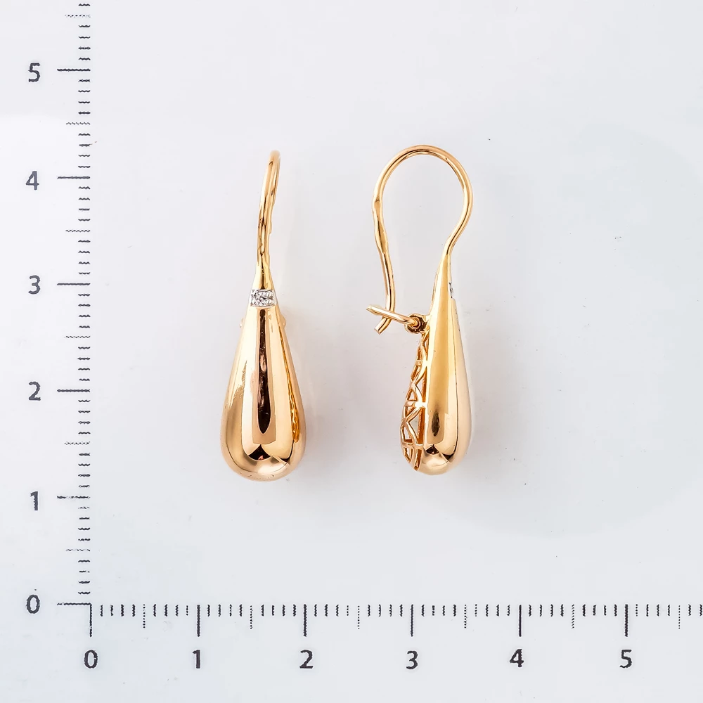 Серьги с фианитом из красного золота 585 пробы