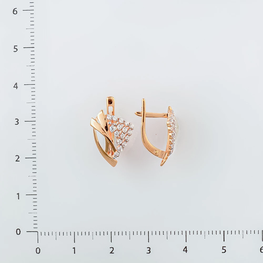 Серьги с фианитом из красного золота 585 пробы