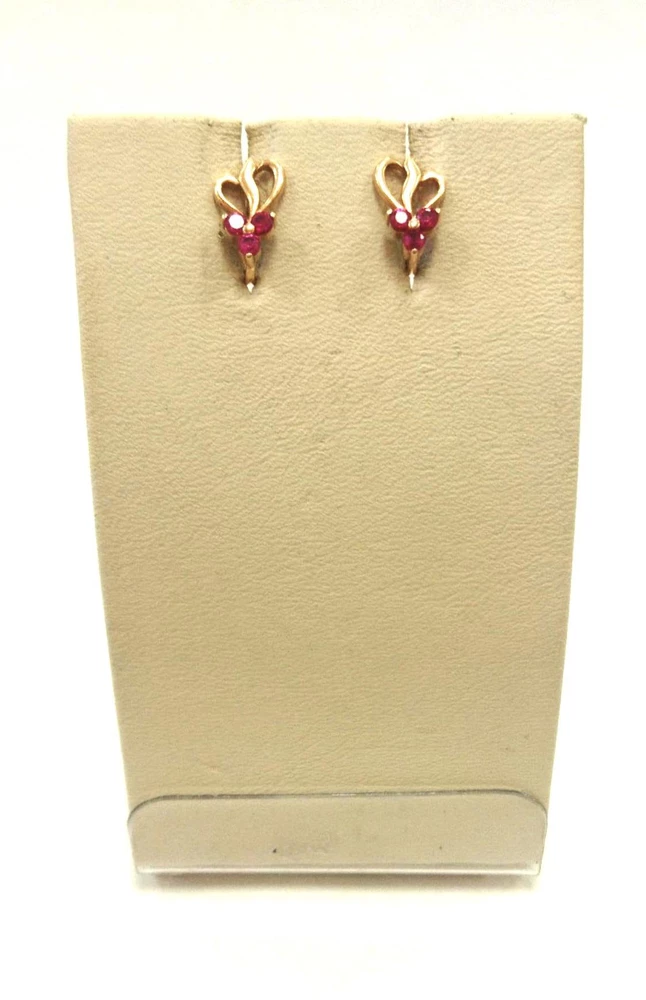 Серьги с фианитом из красного золота 585 пробы