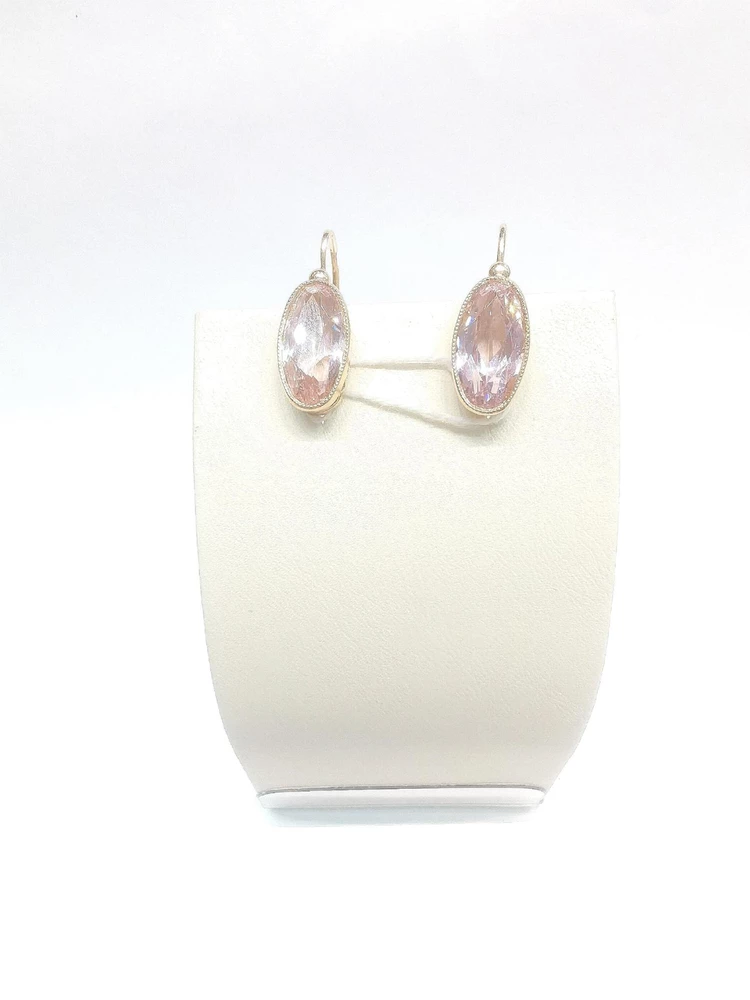 Серьги с фианитом из красного золота 583 пробы