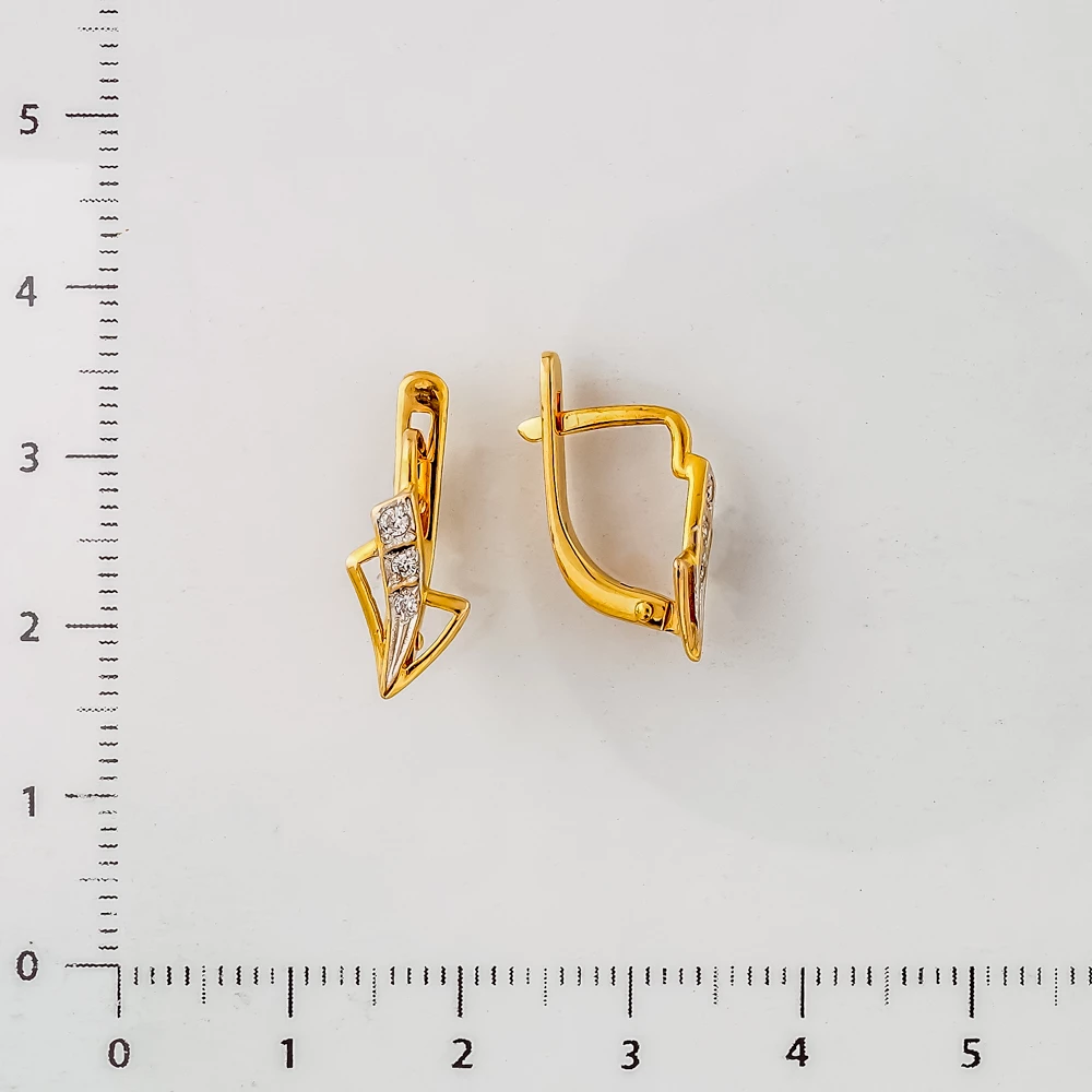 Серьги с фианитом из красного золота 585 пробы
