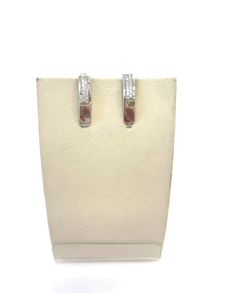 Серьги с фианитом из белого золота 585 пробы