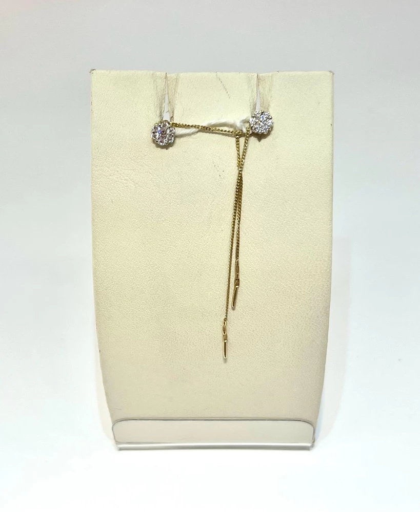 Серьги с фианитом из красного золота 585 пробы