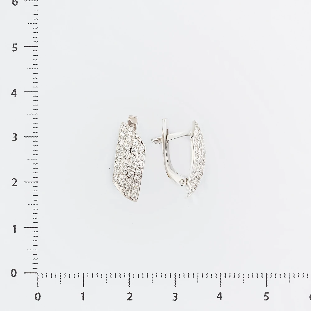 Серьги с фианитом из белого золота 585 пробы