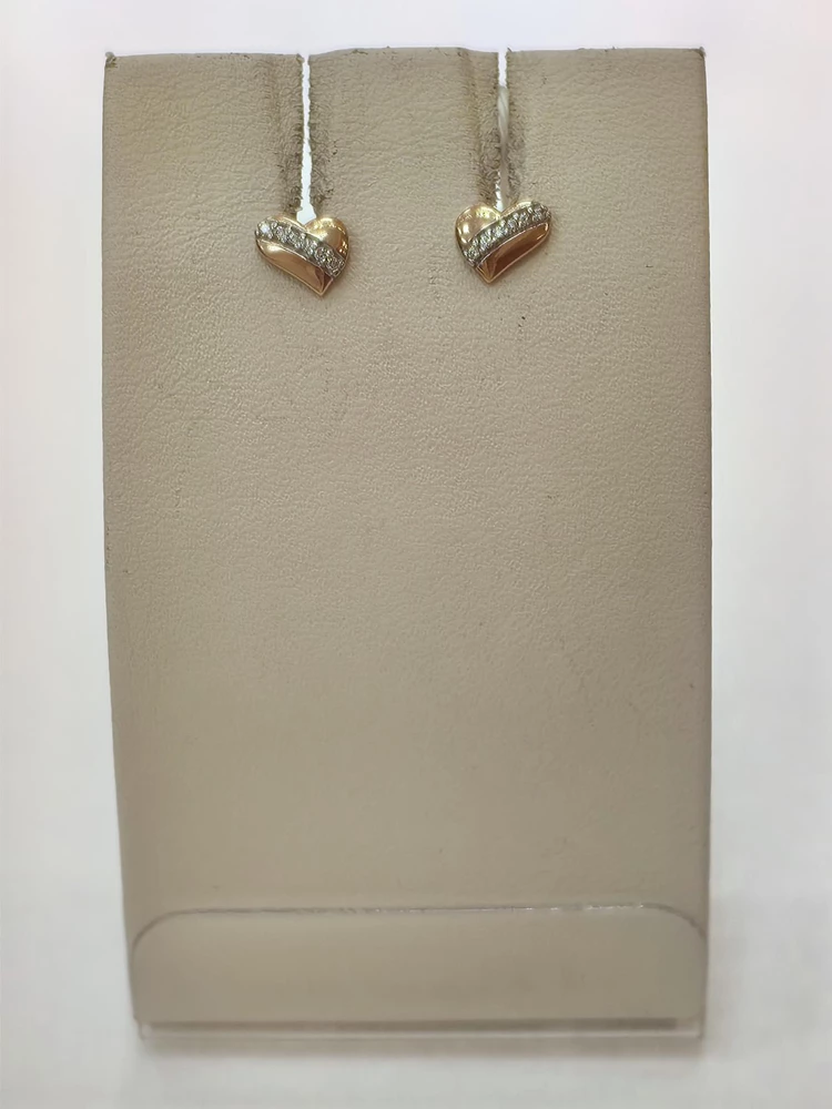 Серьги с фианитом из красного золота 585 пробы