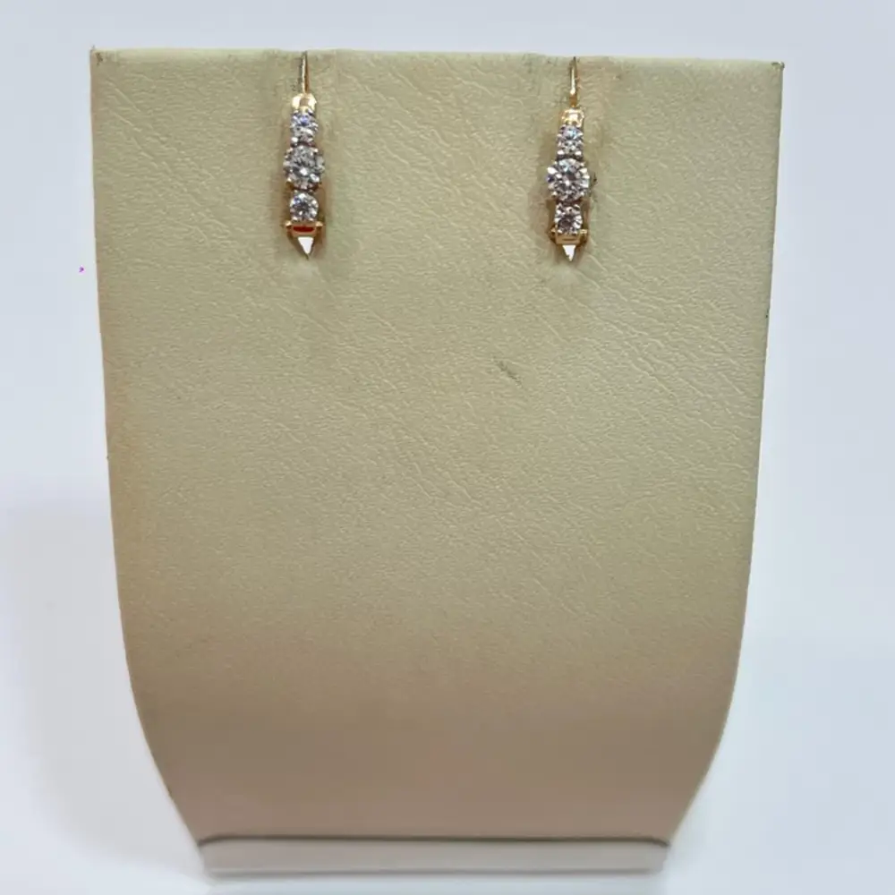 Серьги с фианитом из красного золота 585 пробы 1