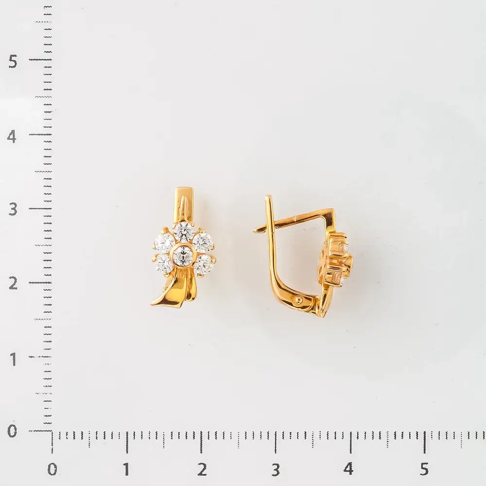 Серьги с фианитом из красного золота 585 пробы 2
