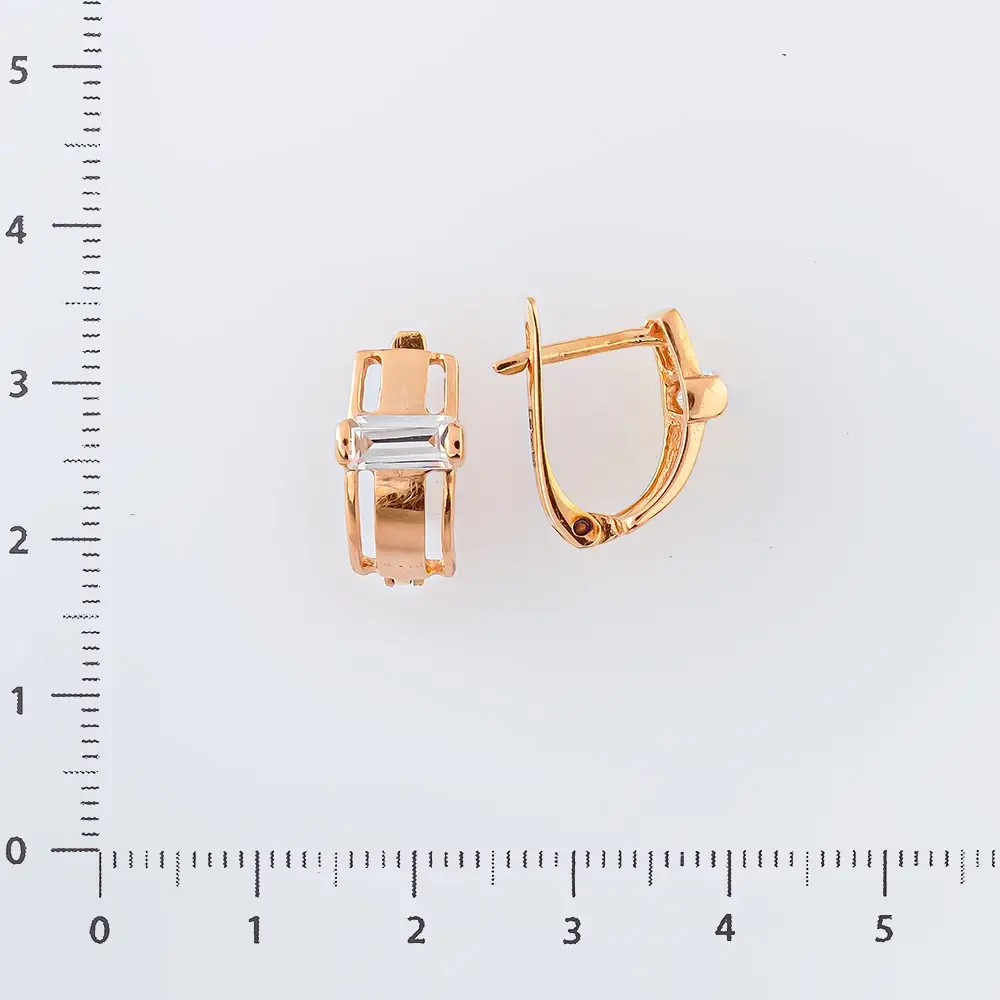 Серьги с фианитом из красного золота 585 пробы 2